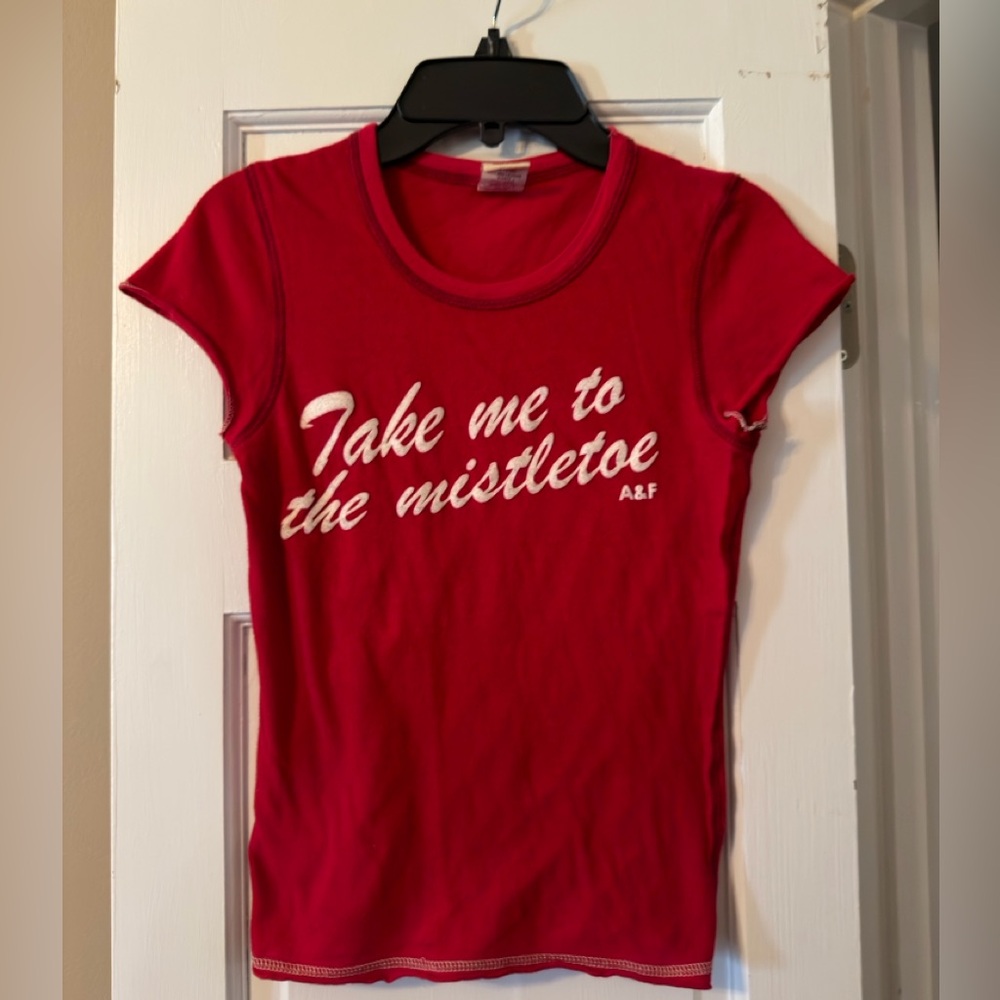 Y2K Abercrombie & Fitch Baby Tee – “Take Me to the Mistletoe” – Rare Baby Tee